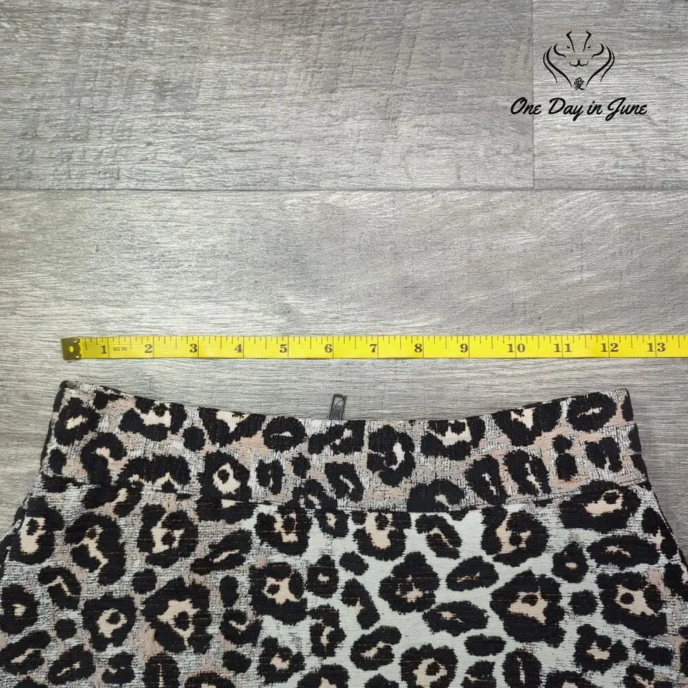 Topshop Leopard Jacquard Mini Skirt Metallic Animal Print Textured Size 2